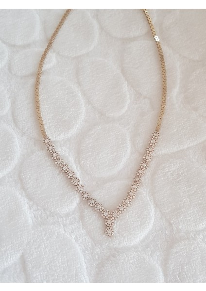 Altın Kaplama Gerdanlıklı Gümüş Kolye