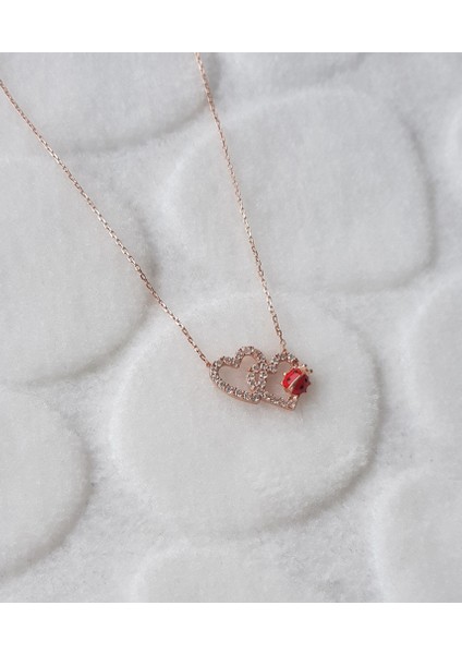 Kalp Uğur Böceği Gümüş Kolye