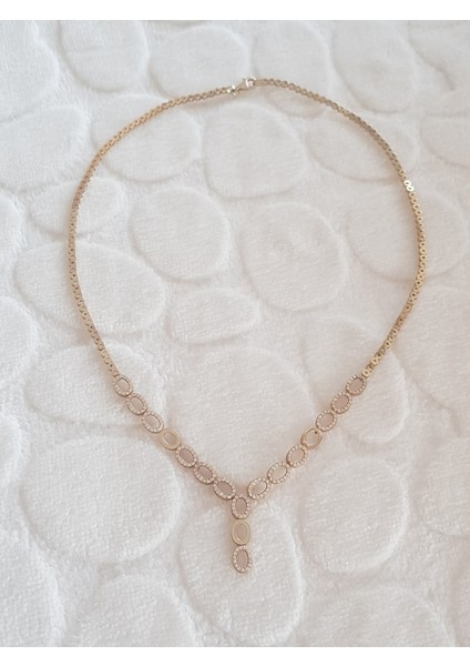 Altın Kaplama Gerdanlıklı Gümüş Kolye