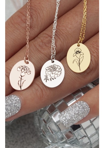 Doğum Çiçeği Gümüş Kolye Birth Flower Ağustos Ayı Haşhaş