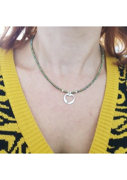 Kristal Taş Kalp Gümüş Kolye modelleri