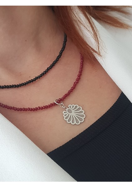 Kristal Doğaltaş 2 Li Tasarım Gümüş Kolye fiyatları