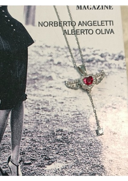 Kalp Melek Kanadı Gümüş Kolye Sevgililer Gününe Özel