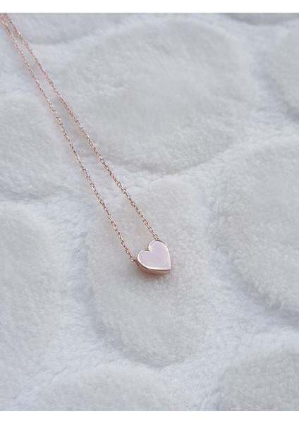 Rose Kaplama Kalp Gümüş Kolye