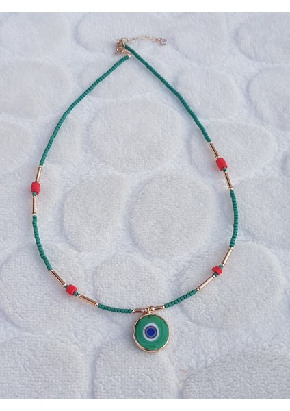 Sıvama Nazar Boncuğu Doğaltaş Gümüş Kolye