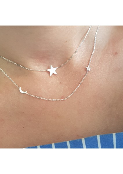 Ay Yıldız Ikili Gümüş Kolye fiyatları