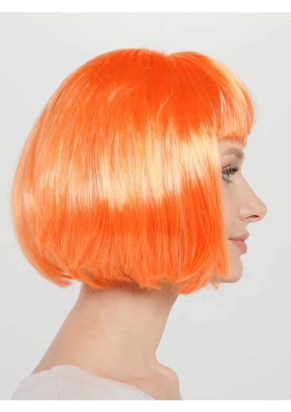 Turuncu Renk Parti Peruğu Küt Saç modelleri