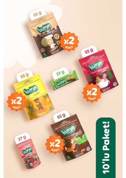 Organik Tatlı Atıştırmalık Paketi - 10 Adet (6 Çeşit)