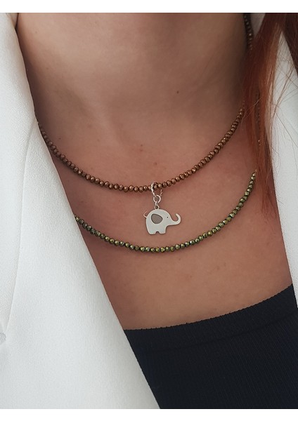 Kristal Kesim Bakır Yeşil Doğaltaş Tasarım Gümüş Kolye modelleri