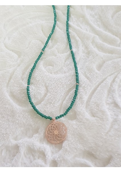 Yaşam Çiçeği Doğaltaş Tasarım Gümüş Kolye