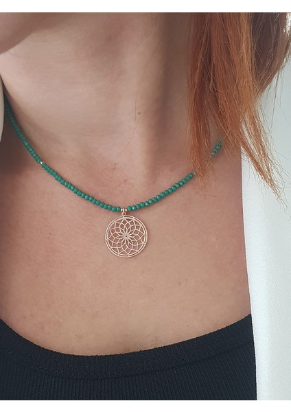 Yaşam Çiçeği Doğaltaş Tasarım Gümüş Kolye modelleri