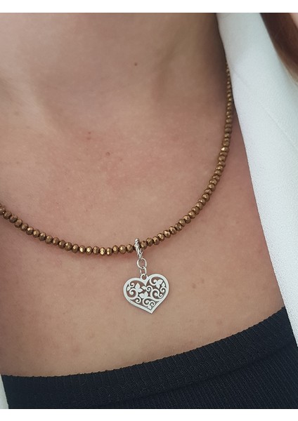 Kalp Doğaltaş Gümüş Kolye modelleri