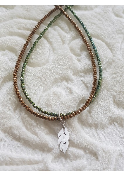 Kristal Kesim Doğaltaş Tasarım Tüy Gümüş Kolye fiyatları