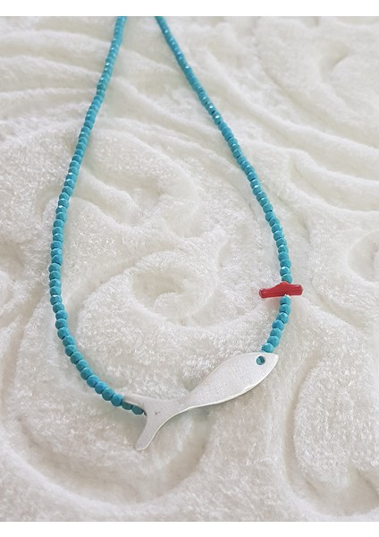Balık Firuze Taş Bohem Tasarım Gümüş Kolye fiyatları