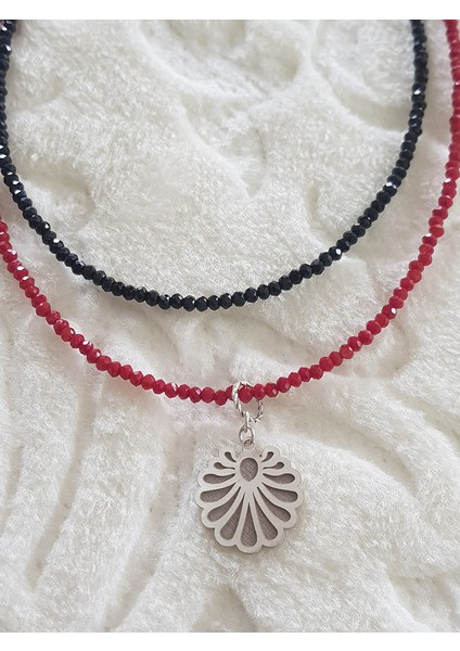 Kristal Doğaltaş 2 Li Tasarım Gümüş Kolye modelleri