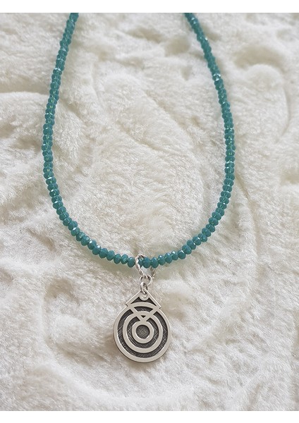 Kristal Kesim Doğaltaş Tasarım Gümüş Kolye