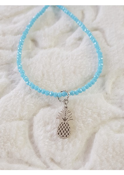 Mavi Kristal Taş Ananas Gümüş Kolye Çakra Taşı fiyatları