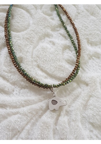 Kristal Kesim Doğaltaş Tasarım Gümüş Kolye