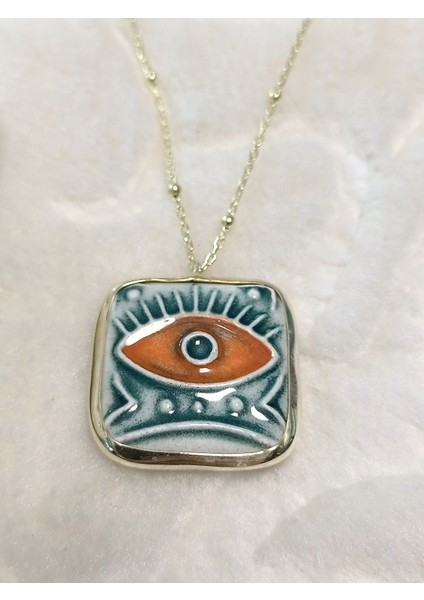 Seramik Göz Tasarım Gümüş Kolye modelleri