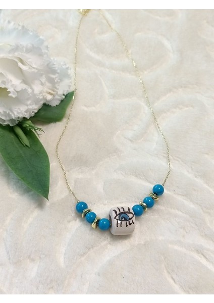 Seramik Göz Tasarım Gümüş Kolye fiyatları