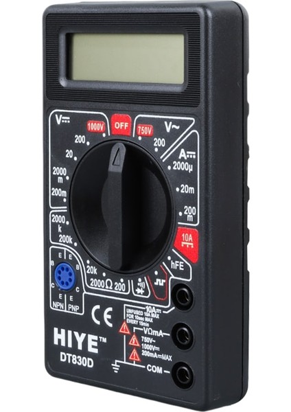 Hiye DT-830D Dijital Multimetre Ölçü Aleti - Siyah Kasa