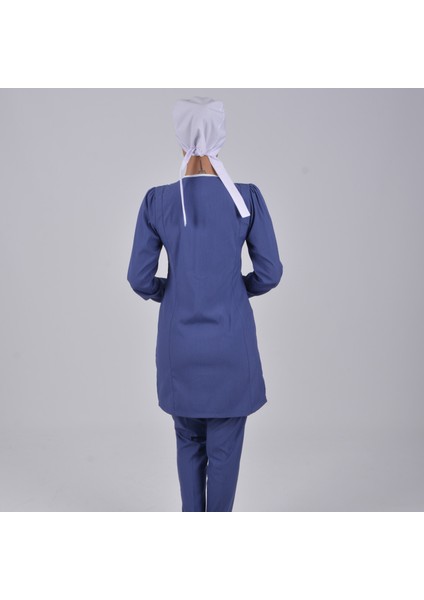 Fırtına Mavisi Soft Likra Hemşire Doktor Tesettür Üniforma Takım fiyatları