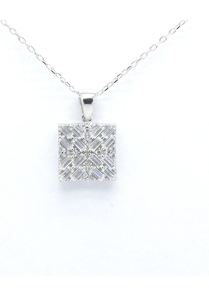 Baget Taşlı Gümüş Kolye