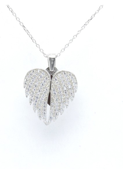 Açılabilir Melek Kanadı Gümüş Kolye