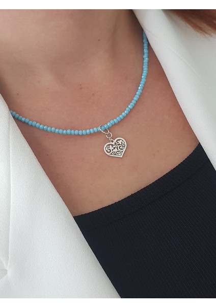 Kalp Doğaltaş Gümüş Kolye fiyatları