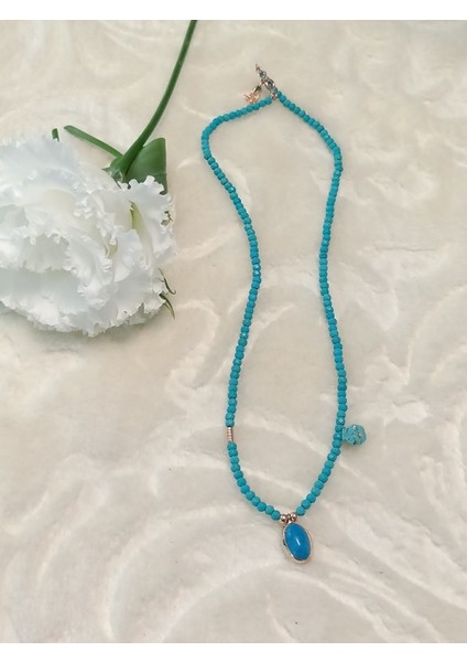 Firuze Taşlı Tasarım Gümüş Kolye