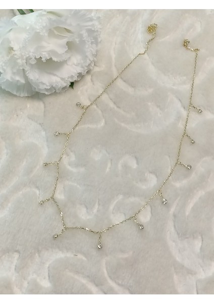 Altın Kaplamatek Taş Sallantılı Italyan Gümüş Kolye