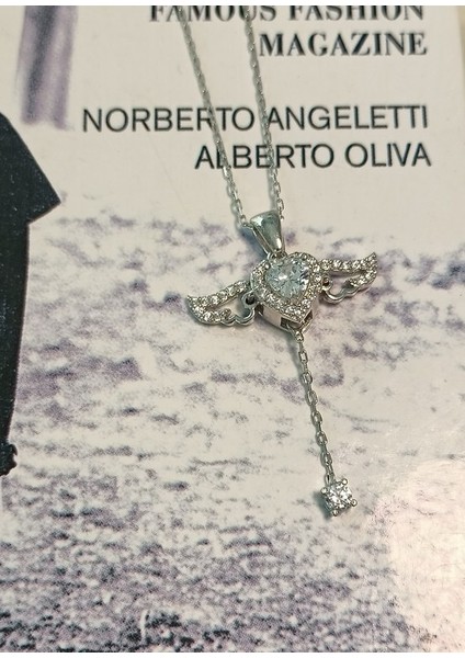 Kalp Melek Kanadı Gümüş Kolye