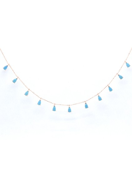 Firuze Taş Sallantılı Gümüş Kolye