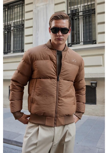 Erkek Bomber Şişme Mont Kahverengi - 3635DNGR