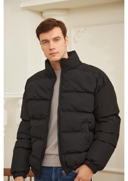 Erkek Oversize Şişme Mont Siyah - 832DNGR