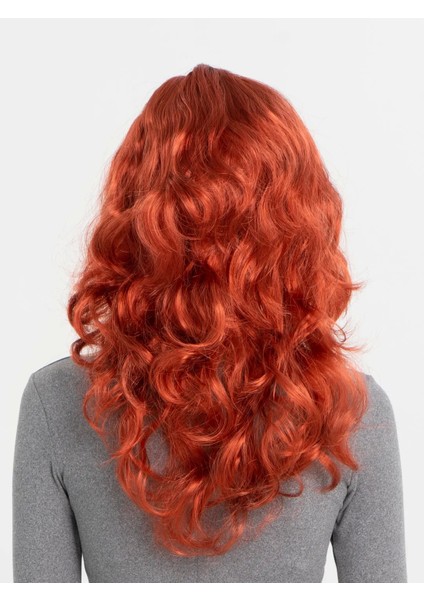 Kızıl Renk Kahküllü Dalgalı Uzun Parti Peruğu fiyatları