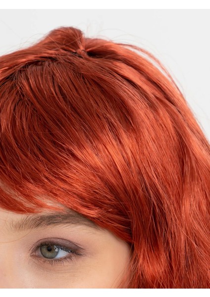 Kızıl Renk Kahküllü Dalgalı Uzun Parti Peruğu modelleri