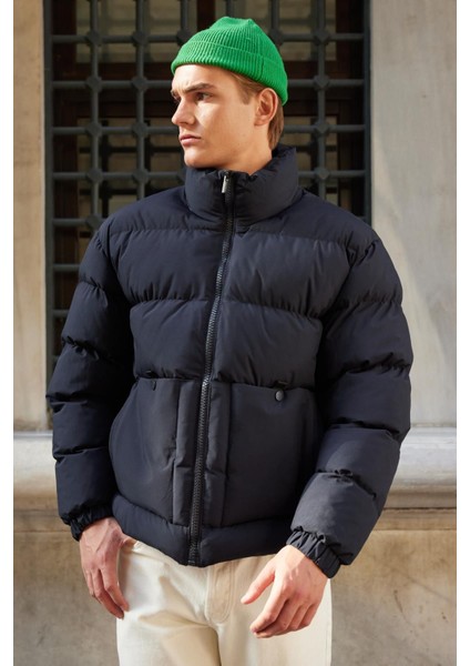 Erkek Su Geçirmez Şişme Mont Lacivert - 3634DNGR