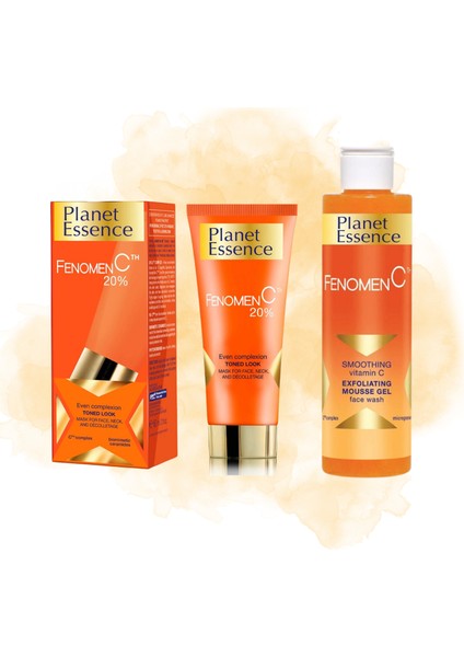 Planet Essence Fenomen C Yüz Maskesi 60 ml - Peeling Micro Granül Yüz Temizleme Jeli 200 ml 2'li Set