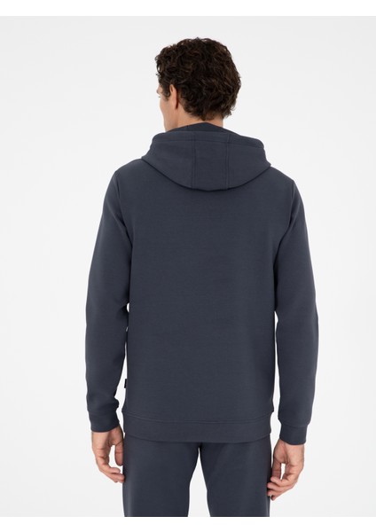 Erkek Antrasit Regular Fit Pamuk Karışımlı Kapüşonlu Sweatshirt 50296894-VR006