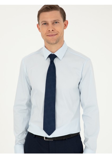 Erkek Açık Mavi Slim Fit Pamuk Karışımlı Klasik Gömlek 50292265-VR003 modelleri