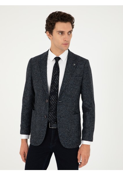 Erkek Lacivert Slim Fit Yün Karışımlı Flanel Ceket 50290527-VR033 modelleri