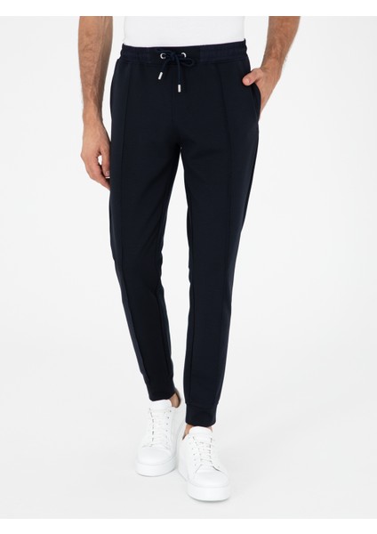 Erkek Lacivert Slim Fit Paçası Lastikli Nervürlü Eşofman Altı 50292584-VR033 fiyatları