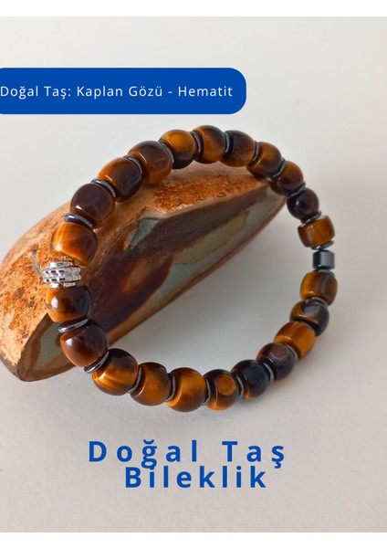 Doğal Taş Bileklik - Kaplan Gözü Doğal Taşı Esnek Bileklik - Özel Kesim Kaplangözü Bileklik - Hediye Bileklik