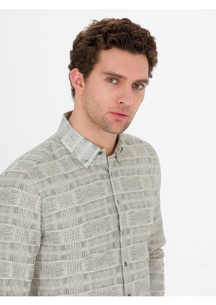Erkek Haki Slim Fit Uzun Kollu Gömlek 50265455-VR027 modelleri