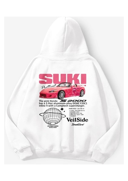 Hızlı ve Öfkeli Suki Kapüşonlu Unisex Beyaz Sweatshirt