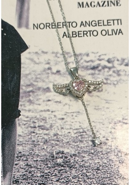 Kalp Melek Kanadı Gümüş Kolye