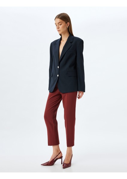 Yüksek Bel Cigarette Kumaş Pantolon Slim Fit Cepli