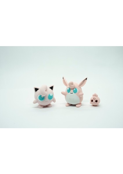 Igglybuff - Jigglypuff - Wigglytuff Pokemon 3D Model Evrim 3lü Tüm Set