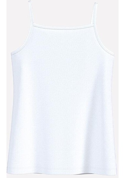 Buxe Beyazı Kare Yaka Basic Askılı Kız Çocuk Atlet 2'li modelleri